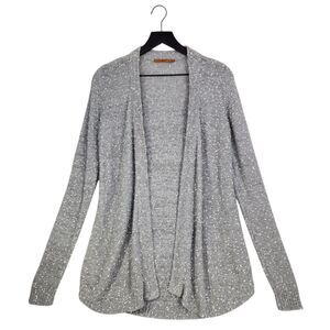 Belldini Women's Sweater Small Gray Open Front Cardigan Open Knit Popcorn Knit